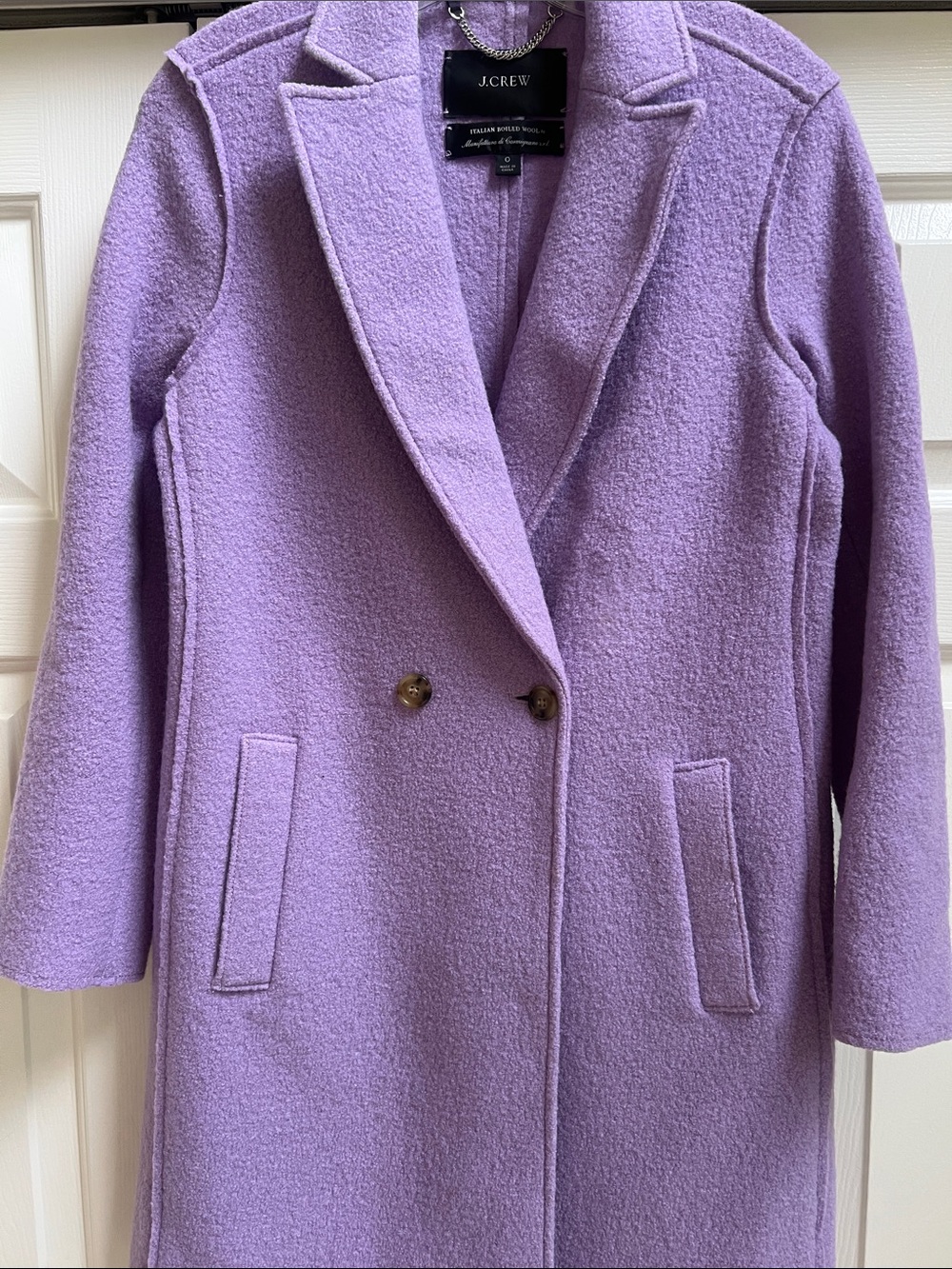 J. Crew Women's Lavender Italian Boiled Wool Double-Breasted Coat